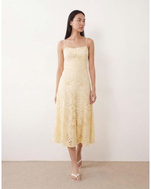 Forever New Broderie Cami Corset Detail Skater Midi Dress - Natural