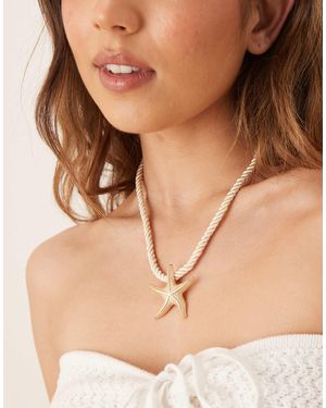 Accessorize Twisted Cord Starfish Necklace - Natural