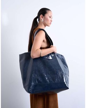 TOPSHOP Troy Crinkle Tote Bag - Blue