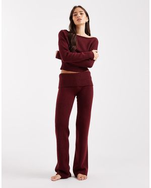 Cotton On Lounge Roll Waist Fluffy Trouser - Red