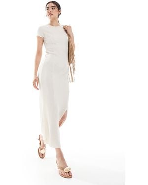 Vero Moda Textured Midi Dress With Seam Details - White