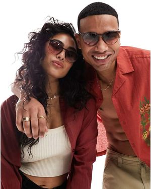 Ray-Ban Occhiali Da Sole Rotondi Misti E Tartarugati - Rosso