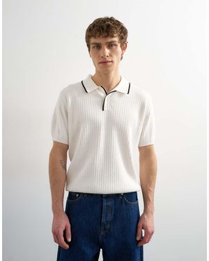 TOPMAN Classic Fit Knitted Rib Polo With Tipping - White