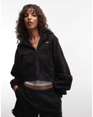 Nike Studio Fleece Mid-Weight Zip-Through Oversized Cropped Sweat - Black
