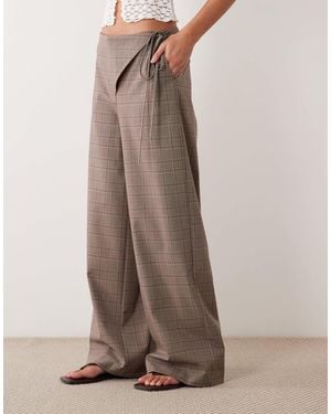 ASOS Wrap Front Tie Detail Tailored Trouser In - Brown