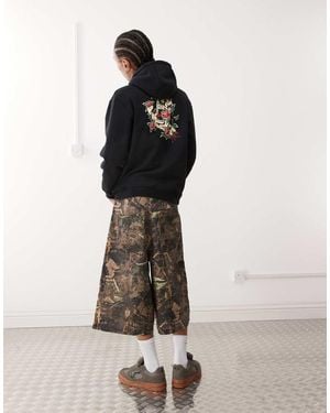 Santa Cruz Screaming Rose Graphic Logo Hoodie With Back Print - Black