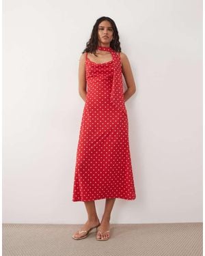 New Look Scarf Detail Midi Dress - Red