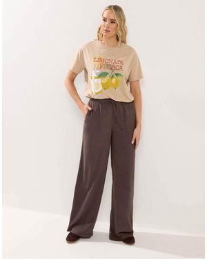 Long Tall Sally Wide Leg Linen Trousers - Brown