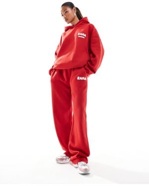 Kaiia Wide Leg sweatpants Co-ord - Red
