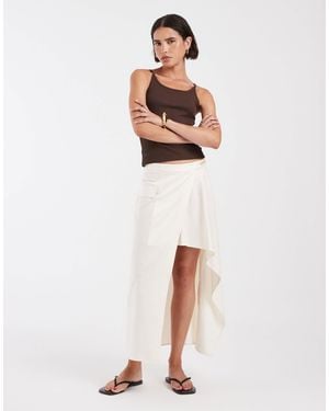 ASOS Asymmetrischer tailoring-rock aus leinenmix - Weiß