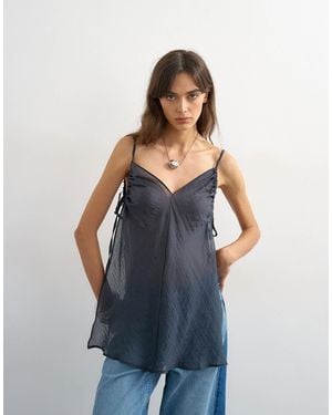 TOPSHOP Ruched Armhole Tie Side Tunic - Blue