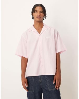 ASOS Oversized Revere Shirt With Embroidery - White