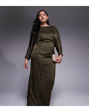 Tfnc Plus Vestito Lungo A Maniche Lunghe - Grigio