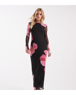 Vero Moda Long Sleeve Mesh Maxi Dress - Red