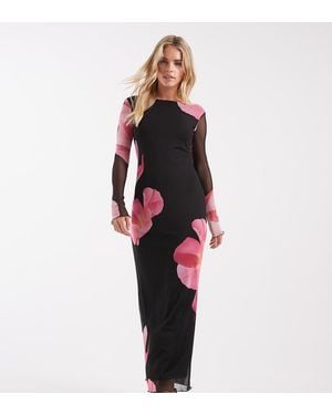 Vero Moda Long Sleeve Mesh Maxi Dress - Red