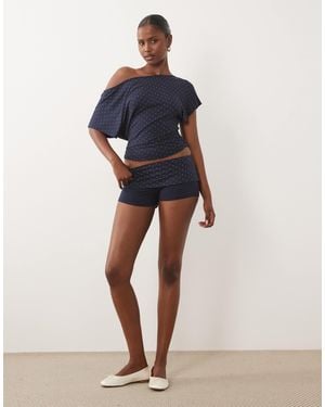 Gina Tricot Fold Over Lounge Short Co-ord - Blue