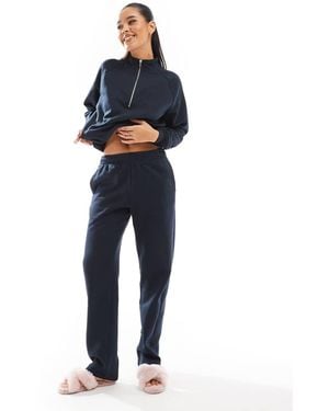 Pieces Joggingbroek Van Co-Ord Set Van Sweatstof Met Gestrikte Taille - Blauw