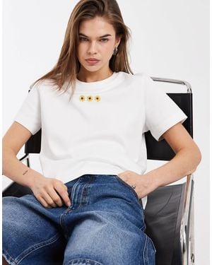 Vero Moda Boxy Tee With Embroidered Sunflower Graphic - White