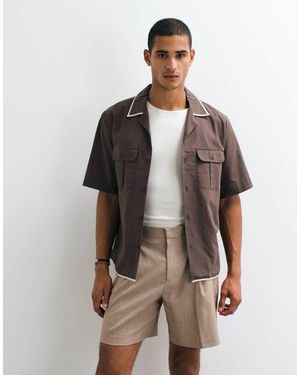 ASOS Tailored Pleated Wide Shorts - Natural