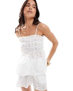esmé studios Esmee Exclusive Cami Broderie Beach Top Co-ord - White