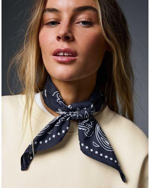 Bershka Printed Bandana Scarf - Blue