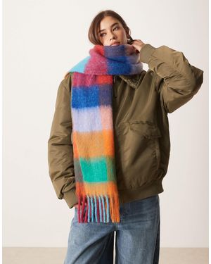 ASOS – gewebter schal mit überdimensionalem, em karomuster - Blau