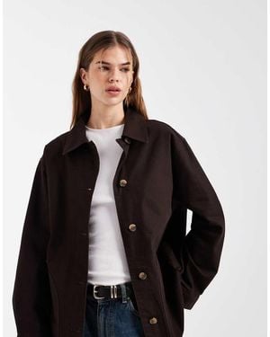 ASOS Oversized Cotton Harrington Jacket - Black