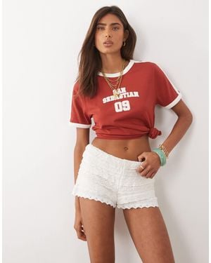 Mango Teen 100% Cotton Lace Mini Short - Red