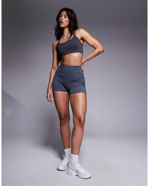 4505 3-inch High Waist Running Shorts With Zip Phone Pocket - Blue