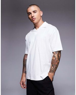 ASOS Heavyweight Relaxed Square Texture Polo - White