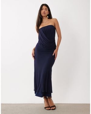 ASOS Mesh Drape Bandeau Maxi Dress - Blue