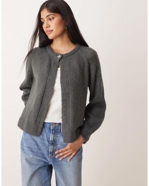 Vila Button Detail Knitted Cardigan - Gray