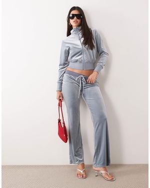 Lioness Alba Velour Low Rise Flare Trackpant Set - White