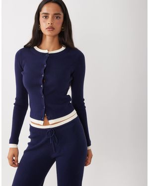 The Frolic Exklusives strick-cardigan-kombiteil mit kontrastbesatz - Blau