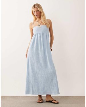 ASOS Textured Square Neck Midaxi Dress - Blue