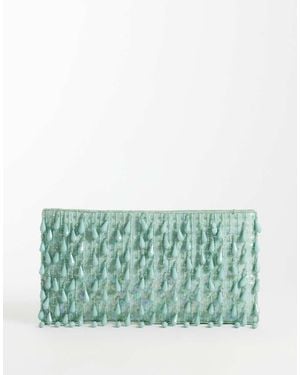 ASOS Embellished Droplet Zip Top Clutch Bag - Green