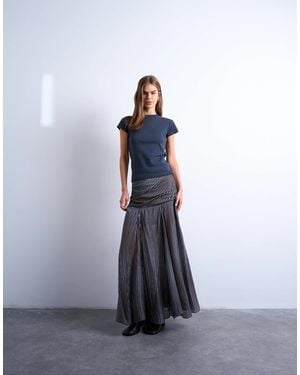 TOPSHOP Dropped Waist Full Hem Maxi Skirt - Blue