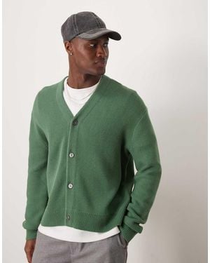 Abercrombie & Fitch Cropped Preppy Cardigan - Green