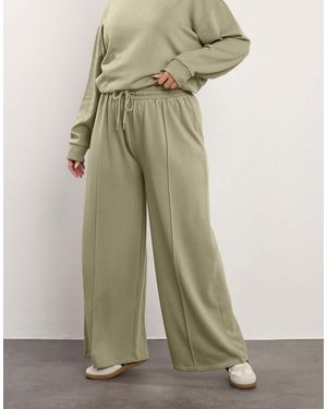 Yours Clothing Wide Leg Joggers - Green