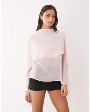 ASOS Blusa Transparente Con Detalle De Fular De Chifón De - Blanco