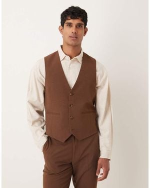 ASOS Slim Suit Waistcoat - Brown