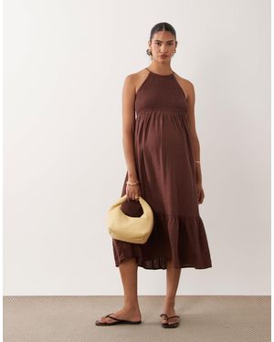 Mama.licious Mamalicious maternity - robe caraco mi-longue avec jupe à volants et corsage froncé - chocolat - Neutre