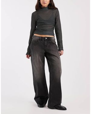 Hollister Vaqueros Negros Holgados De Talle Bajo Con Detalle Regulable De