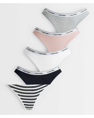 Calvin Klein Pack De 5 Tangas Icon Logo En Negro/Blanco/Gris/Rosa