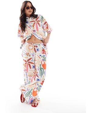 ASOS Wide Leg Pull On Pants - White