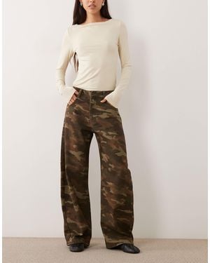 ASOS Printed Barrel Leg Pant - Natural