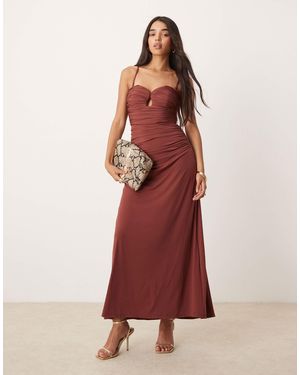 EVER NEW Ruched Teardrop Maxi Dress - Red