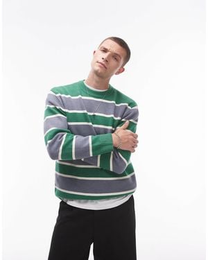 TOPMAN Fluffy Crew Sweater - Green