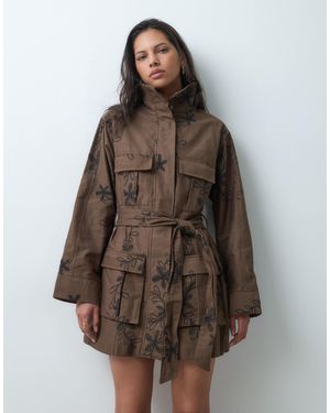 ASOS Funnel Neck Utility Dress - Brown