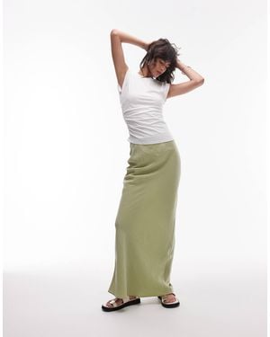 TOPSHOP Super Soft Cupro Bias Midi - Green
